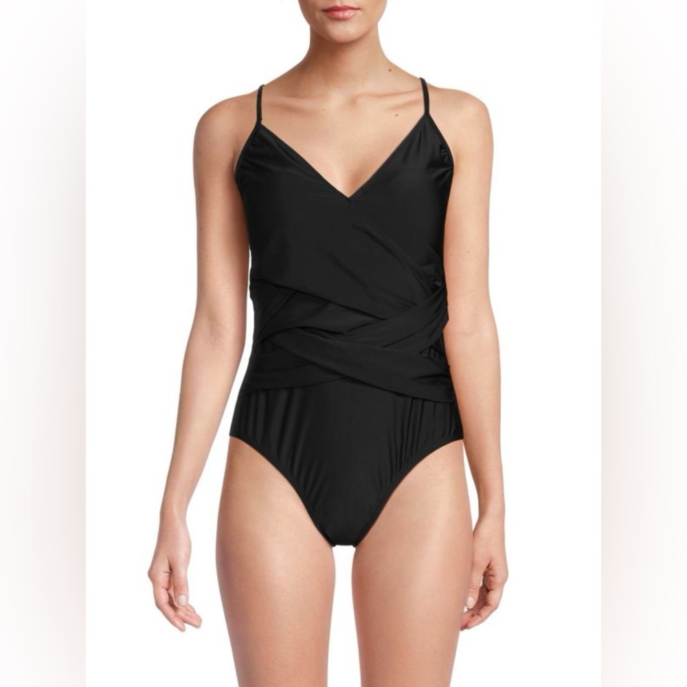 Women's CATHERINE MALANDRINO
Crisscross Draped One-Piece Swimsuit EUC